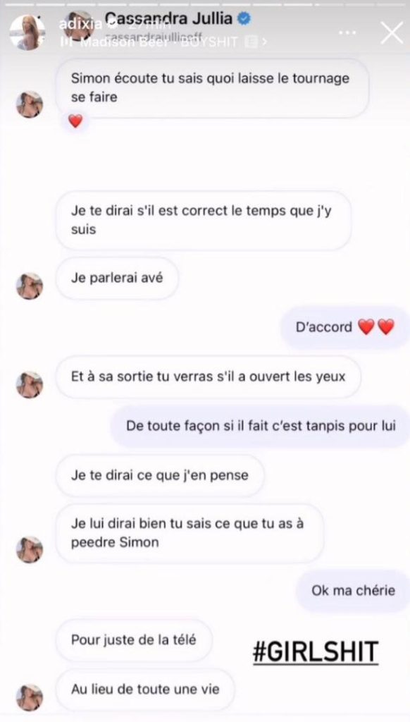 Adixia tacle Cassandra Jullia pour sa relation avec Simon