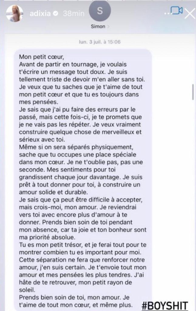 Adixia tacle Simon Castaldi après sa tromperie 